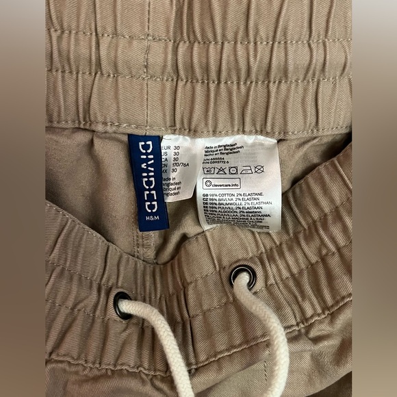 Divided Tan Joggers with Zipper Cuffs and Drawstring Waist - Picture 2 of 7